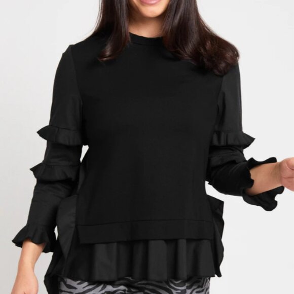 BNWT Peace of Cloth Bridgette Hi-Lo w/Ruffle Sleeve - Mixed Media Sz Small - Picture 2 of 7